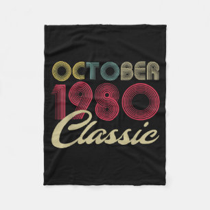 Clic October 1980 Bday Men Women Gifts 42nd Fleece Blanket
