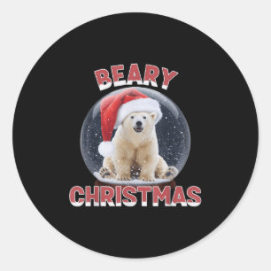 Clic Snow Globe Christmas Lar Bear Classic Round Sticker