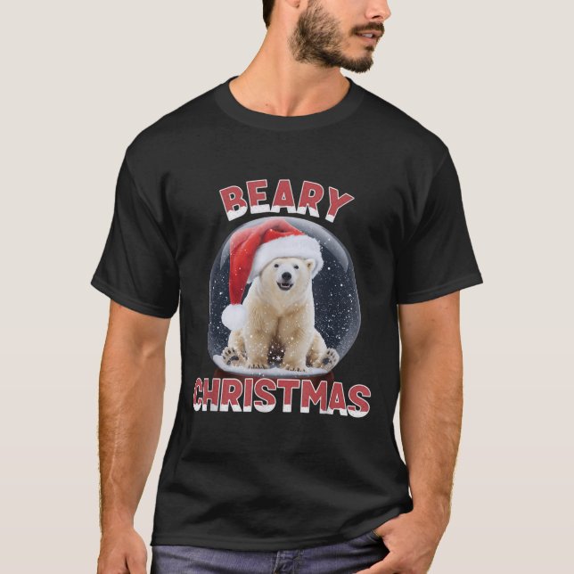 Clic Snow Globe Christmas Lar Bear  T-Shirt (Front)