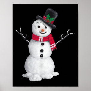 Clic Snowman Top Hat Red Scarf Christmas Poster