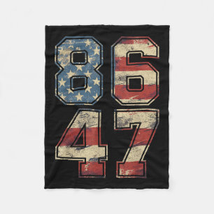 Clic Vintage 80s Style 86 47 Anti Trump Usa Flag Fleece Blanket