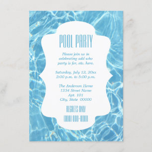 Click Customize It to change size - Pool Party Invitation