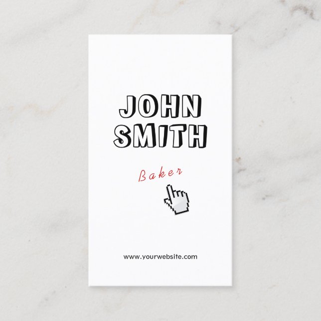 Click! Cute Typography Baker Bakery Business Card (Front)