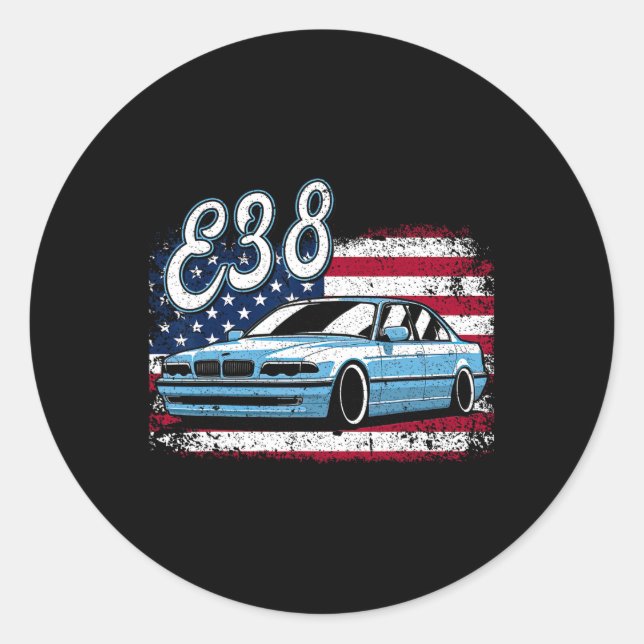 Click For More E38 4th Of July American Retro  Classic Round Sticker (Front)