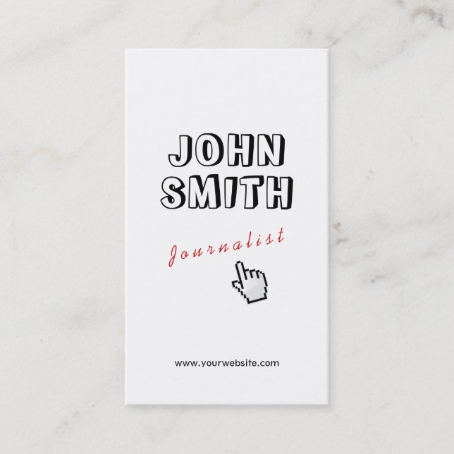 Click! Outline Text Journalist Business Card (Front)