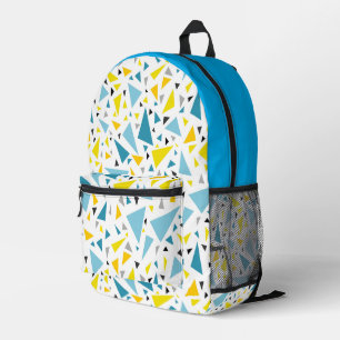 Click to favourite design  Yellow and blue triangl Printed Backpack
