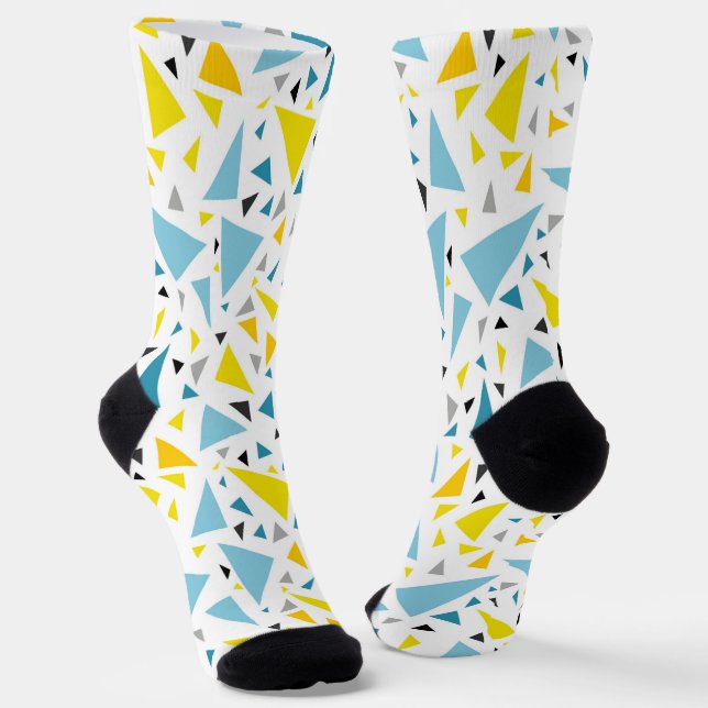 Click to favourite design  Yellow and blue triangl Socks (Angled)