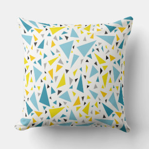 Click to favourite design  Yellow and blue triangl Throw Pillow