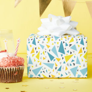 Click to favourite design Yellow and blue triangl Wrapping Paper