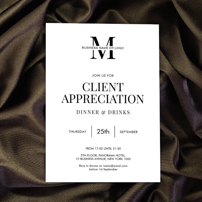 Client Appreciation Day Minimalist Modern Business Invitation (Fully customizable minimalist modern business appreciation event invitation)