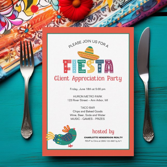 Client Appreciation Fiesta Party  Invitation (Fiesta theme client appreciation party invitation.)