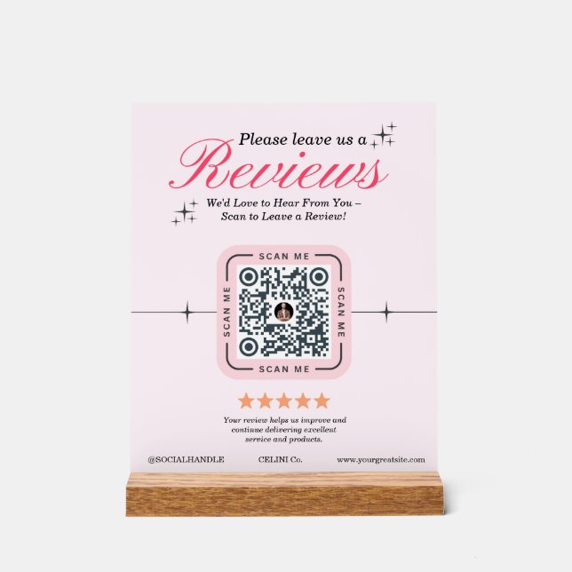 Client - Code QR féminin rose personnalisé (Recto)