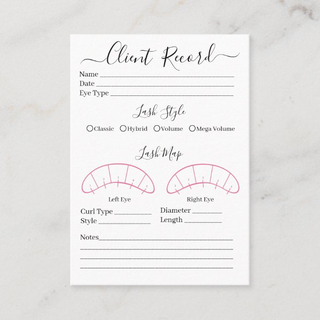 Client d'extension Eyelash Formulaire de Carte de  (Devant)
