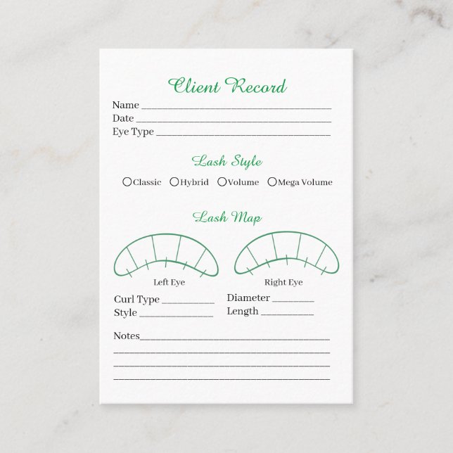 Client d'extension Eyelash Formulaire de Carte de  (Devant)