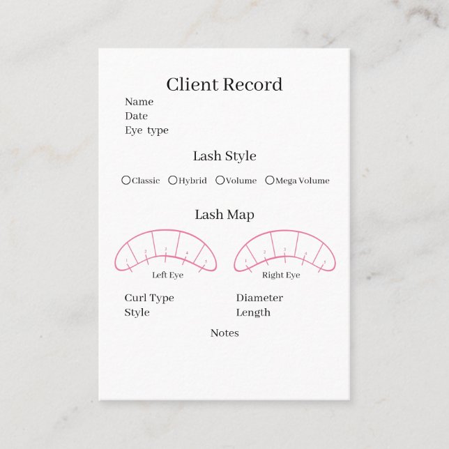 Client d'extension Eyelash Formulaire de Carte de  (Devant)