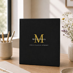 Client Paperwork Binder Black Gold Monogram