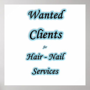 Clients Recherchés Poil et ongle Poster Matte