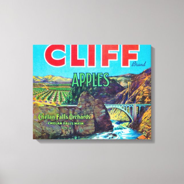 Cliff Apple Label - Chelan Falls, WA Canvas Print (Front)