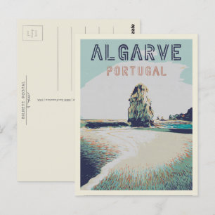 Cliff coast illustration Algarve Portugal Postcard