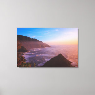 Cliff Coastal View In Oregon at Sunset Canvas Print