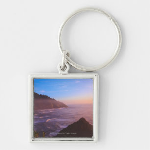 Cliff Coastal View In Oregon at Sunset Keychain