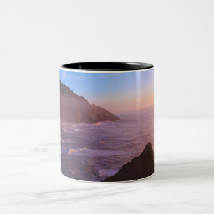 Cliff Coastal View In Oregon at Sunset Two-Tone Coffee Mug