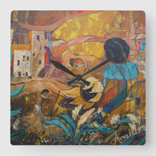 Cliff Dwellers Square Wall Clock (Front)