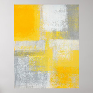 'Cliff' Grey and Yellow Abstract Art Poster Print