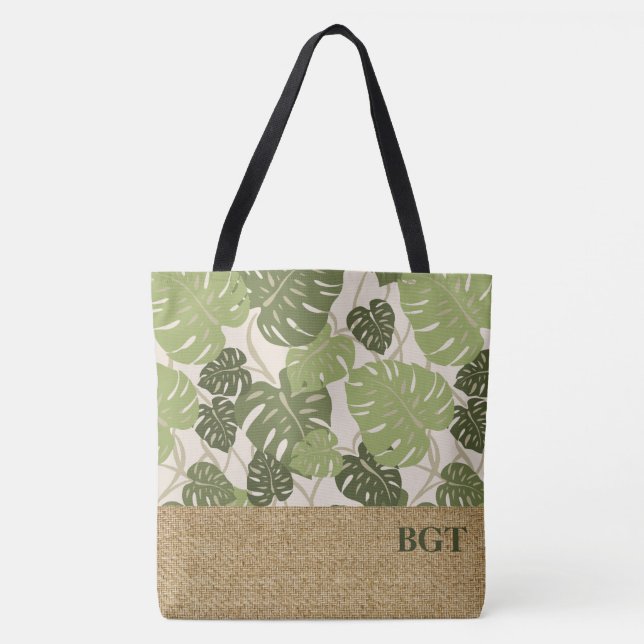 Cliff Hanger Hawaii Monstera Monogram Beach Sac (Devant)