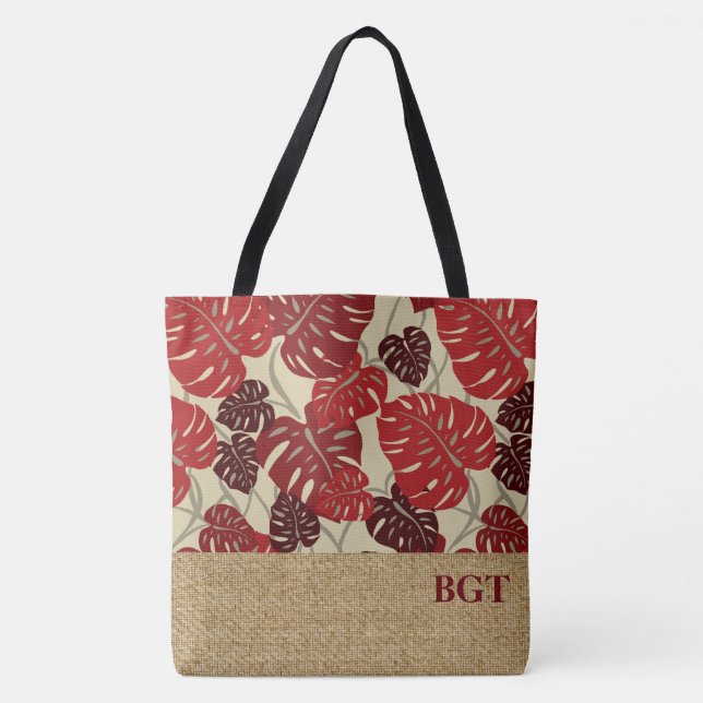 Cliff Hanger Hawaii Monstera Monogram Beach Sac (Devant)