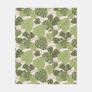 Cliff Hanger Hawaiian Monstera Leaf Fleece Blanket