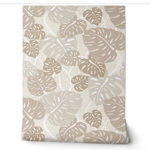 Cliff Hanger Hawaiian Monstera Leaf  - Natural Wallpaper