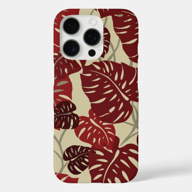 Cliff Hanger Hawaiian Monstera Leaf Red Case-Mate iPhone Case (Back)