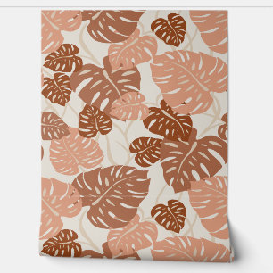 Cliff Hanger Hawaiian Monstera Leaf  - Spice Wallpaper