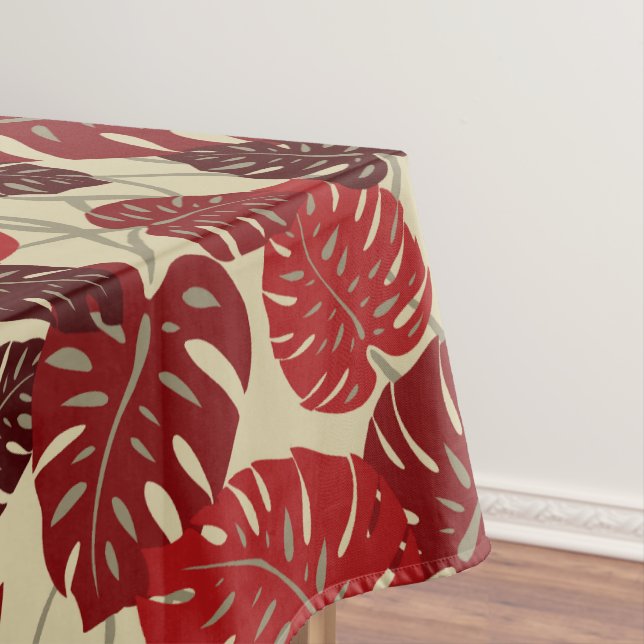 Cliff Hanger Hawaiian Monstera Leaf Tablecloth (In Situ)