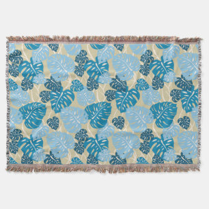 Cliff Hanger Hawaiian Monstera Leaf Throw Blanket