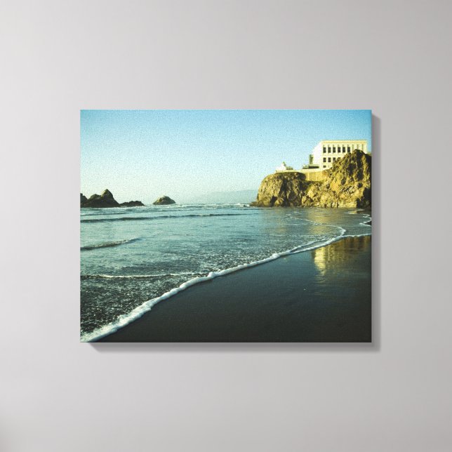 Cliff House, Beach. Canvas Print (Front)