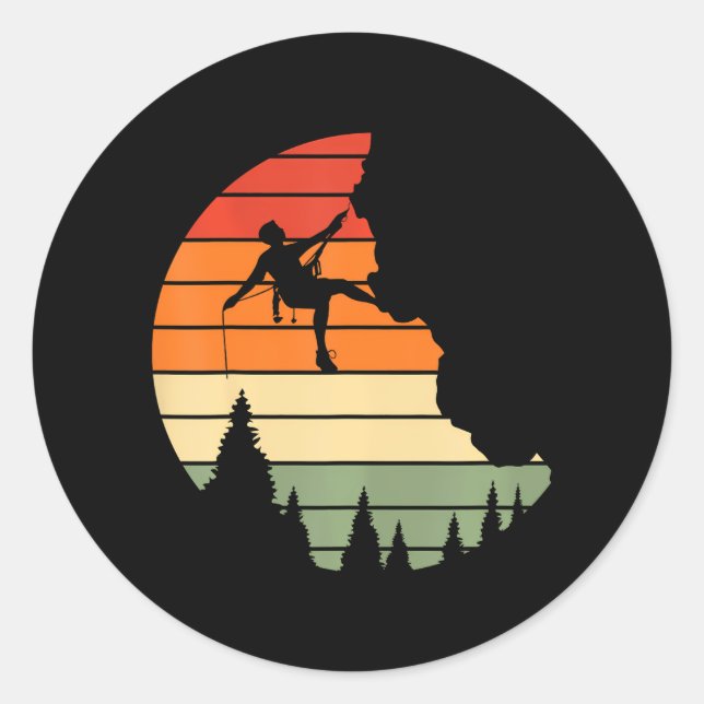 Cliff Rock Climbing Mountain Climber Mountaineer Classic Round Sticker (Front)