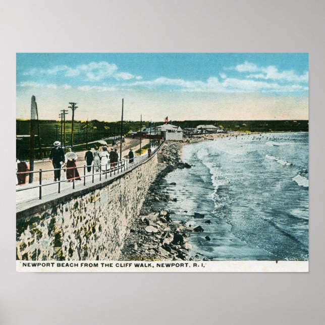 Cliff Walk, Newport, RI Vintage Poster (Front)