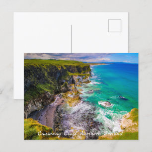 Cliffs and Turquoise Sea Northern Ireland Postcard