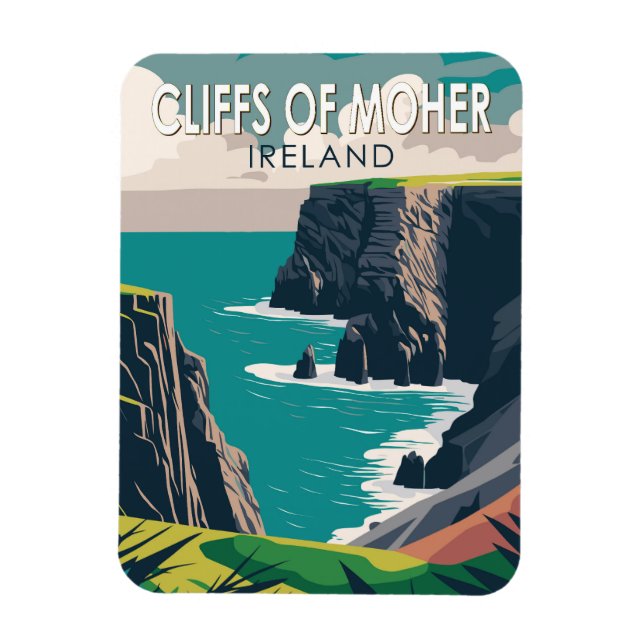 Cliffs of Moher Ireland Travel Art Vintage Magnet (Vertical)