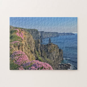 Cliffs of Moher Pink Flowers, Ireland Puzzle