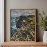 Cliffs of Moher Sea Pinks Thrift Art Canvas Print<br><div class="desc">Can you feel the salt spray on your face and the exhilarating pull of the Atlantic wind? This piece takes you to a precarious, grassy outcrop high above the waves, where delicate sea pinks and tough grasses defy the elements. Looking down from this intimate, ground-level perspective, the sheer sandstone and...</div>