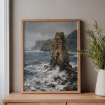 Cliffs of Moher Sea Stack Solitude Canvas Print<br><div class="desc">Can you taste the salt in the air and hear the roar of the swell? This piece takes you to a hidden grassy promontory in County Clare, looking across at a singular, weather-beaten sandstone sea stack that has braved the Atlantic for eons. The focus is on that churning white spray...</div>