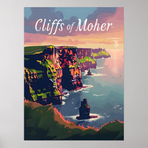 Cliffs of Moher sunset Poster