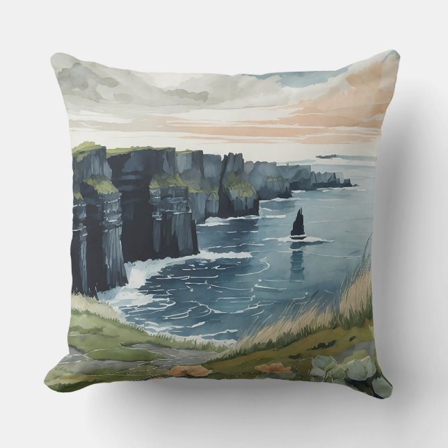 Cliffs of Moher  Throw Pillow (Front)