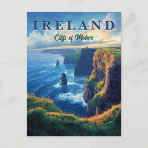 Cliffs of Moher Vintage Travel  Postcard
