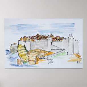 Cliffside City of Bonifacio Corsica, France Poster