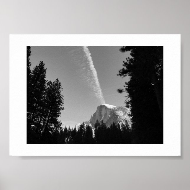 Cliffside Cloud Yosemite Sky Black and White Photo Poster (Front)