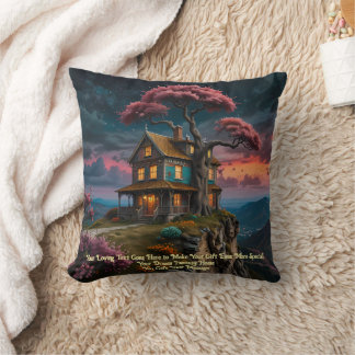 Cliffside Cozy Cottage Throw Pillow